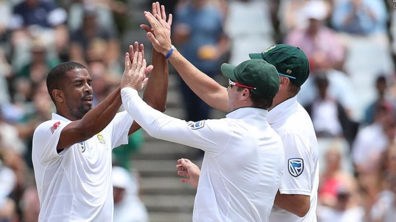 Vernon Philander celebrates the dismissal of Murali Vijay. (Photo: BCCI) Vernon Philander celebrates the dismissal of Murali Vijay. (Photo: BCCI)