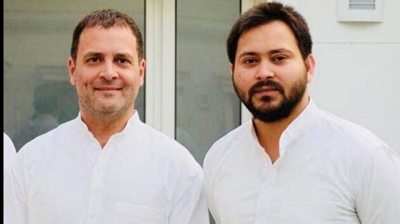 The RJD leader was joined by Congress president Rahul Gandhi at the rally held in Samastipur in Bihar. (Photo: Twitter/@yadavtejashwi) The RJD leader was joined by Congress president Rahul Gandhi at the rally held in Samastipur in Bihar. (Photo: Twitter/@yadavtejashwi)