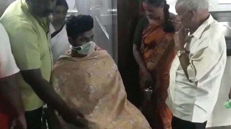 Akhil Chandran comes out of the Thiruvananthapuram Medical College on Monday Akhil Chandran comes out of the Thiruvananthapuram Medical College on Monday