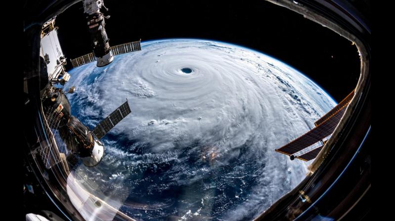 Images from the International Space Station posted on Twitter by astronaut Alexander Gerst on Tuesday showed Trami's enormous eye which he said was 'as if somebody pulled the planet's gigantic plug'. (Photo: Twitter | @Astro_Alex) Images from the International Space Station posted on Twitter by astronaut Alexander Gerst on Tuesday showed Trami's enormous eye which he said was 'as if somebody pulled the planet's gigantic plug'. (Photo: Twitter | @Astro_Alex)