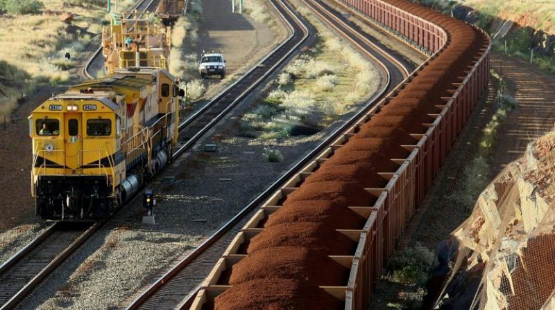 Mining giant BHP, which owns the four-locomotive train, decided to derail before it reached the town of Port Hedland near its Western Australia Pilbara site, and flicked the points. (Photo: AFP) Mining giant BHP, which owns the four-locomotive train, decided to derail before it reached the town of Port Hedland near its Western Australia Pilbara site, and flicked the points. (Photo: AFP)