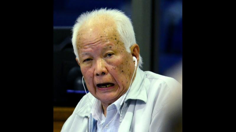 Khmer Rouge former head of state Khieu Samphan, 87 -- seen here in 2017 -- and his co-defendant are the two most senior living members of the group. (Photo: AFP) Khmer Rouge former head of state Khieu Samphan, 87 -- seen here in 2017 -- and his co-defendant are the two most senior living members of the group. (Photo: AFP)