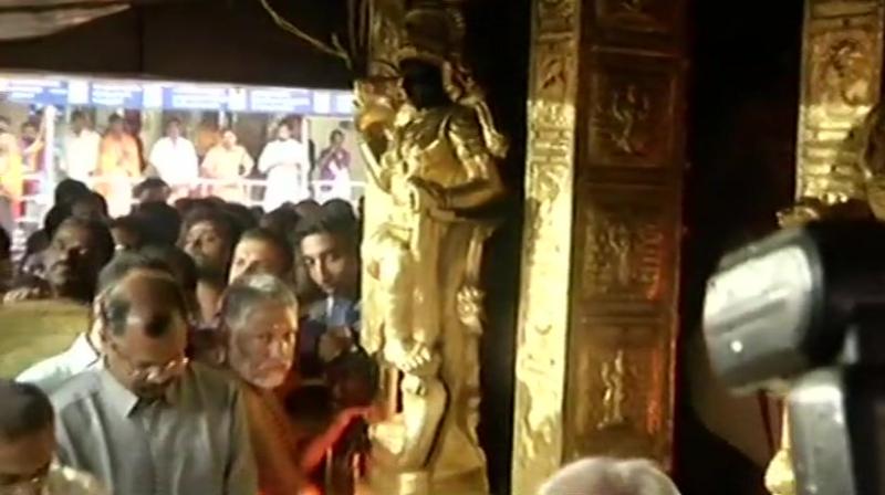 Temple priests said they will shut the temple if women between 10 and 50 enter the temple premises. (Photo: Twitter | ANI) Temple priests said they will shut the temple if women between 10 and 50 enter the temple premises. (Photo: Twitter | ANI)