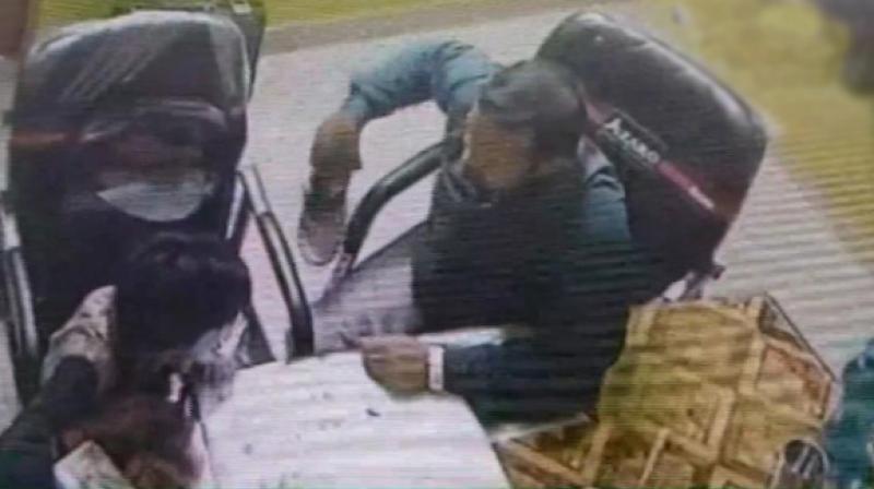 The five-minute video shows the teacher beating the boy with his shoe and even hitting his fingers with a key-like object. (Photo: ANI) The five-minute video shows the teacher beating the boy with his shoe and even hitting his fingers with a key-like object. (Photo: ANI)