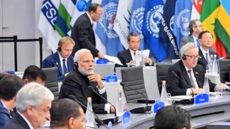 The agenda was presented by Prime Minister Narendra Modi in the second session of the G20 Summit on international trade, international financial and tax systems. (Photo: Twitter | @MEAIndia) The agenda was presented by Prime Minister Narendra Modi in the second session of the G20 Summit on international trade, international financial and tax systems. (Photo: Twitter | @MEAIndia)