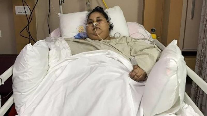 Egyptian national Eman Ahmed Abd El Aty weighed 500 kilogrammes when she arrived in Mumbai but has now reduced almost half her weight. (Photo: AFP) Egyptian national Eman Ahmed Abd El Aty weighed 500 kilogrammes when she arrived in Mumbai but has now reduced almost half her weight. (Photo: AFP)