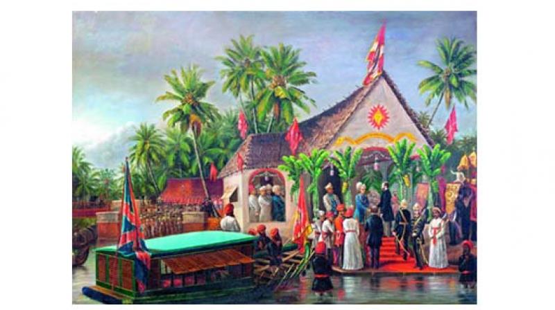 An oil painting by Raja Ravi Varma. An oil painting by Raja Ravi Varma.