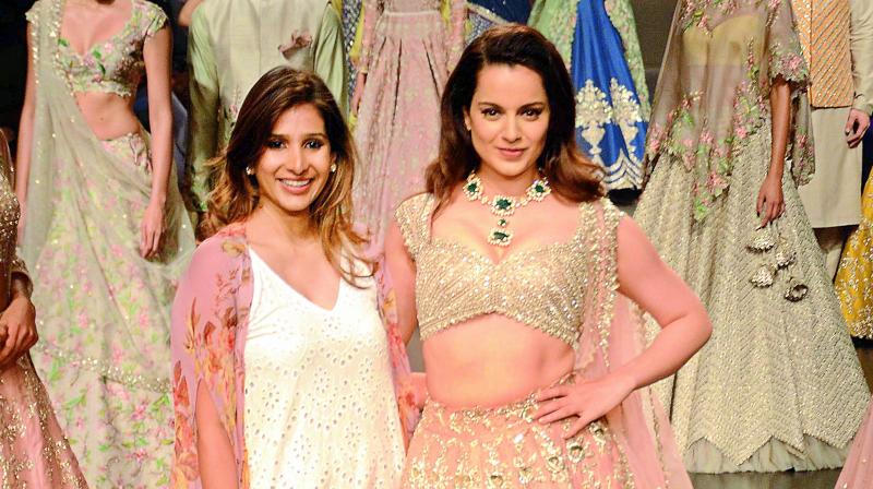 Anushree Reddy with showstopper, Kangana Ranaut Anushree Reddy with showstopper, Kangana Ranaut