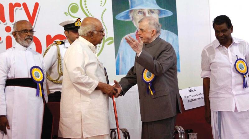 Governor P. Sathasivam with Justice KT.Thomas at the inaugural function of the bicentenary celebrations of Baker Memorial Girls HSS in Kottayam on Tuesday. Rev Daniel George and Thiruvanchoor Radhakrishnan, MLA, are also seen. Governor P. Sathasivam with Justice KT.Thomas at the inaugural function of the bicentenary celebrations of Baker Memorial Girls HSS in Kottayam on Tuesday. Rev Daniel George and Thiruvanchoor Radhakrishnan, MLA, are also seen.