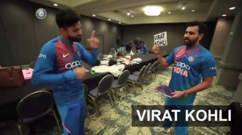 On Friday, BCCI uploaded a video of Rohit Sharma playing a game of heads up with Ravindra Jadeja. (Photo: Twitter/BCCI) On Friday, BCCI uploaded a video of Rohit Sharma playing a game of heads up with Ravindra Jadeja. (Photo: Twitter/BCCI)