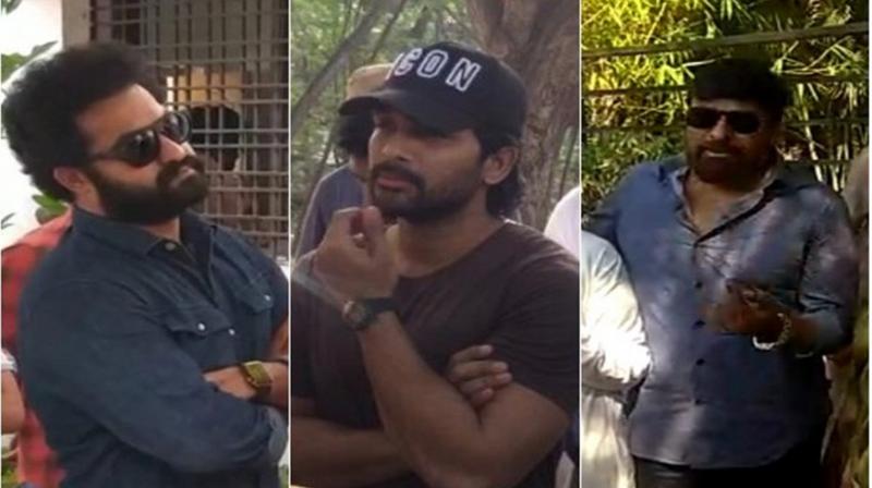 Tollywood superstars like Jr NTR, Allu Arjun, Chiranjeevi and others cast their votes. (Photo: ANI) Tollywood superstars like Jr NTR, Allu Arjun, Chiranjeevi and others cast their votes. (Photo: ANI)