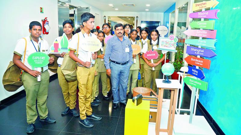 Kids exploring Google Campus in Hyderabad at conclusion of Google's summer camp. Kids exploring Google Campus in Hyderabad at conclusion of Google's summer camp.