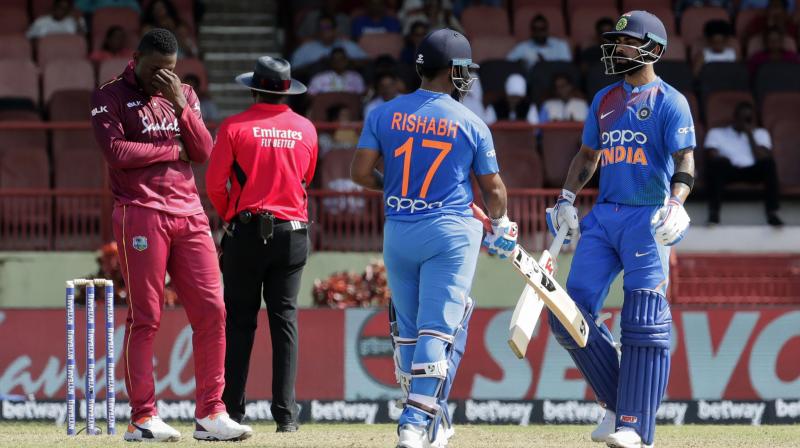 Chasing target of 147 on a slowish deck, skipper Virat Kohli anchored the innings to perfection with 59 off 45 balls while Rishabh Pant was brilliant during his unbeaten 65 off 42 balls. (Photo:AP) Chasing target of 147 on a slowish deck, skipper Virat Kohli anchored the innings to perfection with 59 off 45 balls while Rishabh Pant was brilliant during his unbeaten 65 off 42 balls. (Photo:AP)