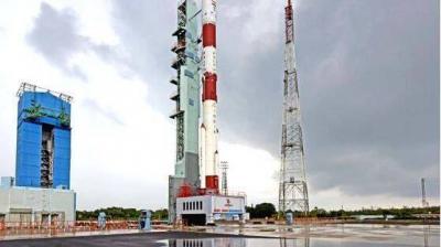 PSLV-C49 is seen ready for take off from the first launch pad at Satish Dhawan Space Centre, Shar, Sriharikota.