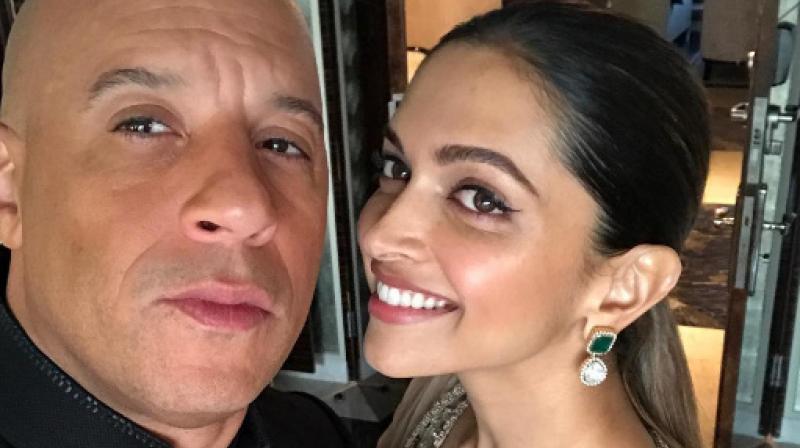 The picture with Deepika Padukone that Vin Diesel shared. The picture with Deepika Padukone that Vin Diesel shared.