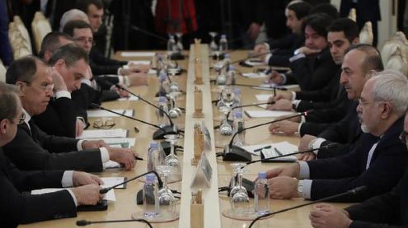 Foreign ministers of Russia, Turkey and Iran meeting to discuss Syria. (Photo: AP) Foreign ministers of Russia, Turkey and Iran meeting to discuss Syria. (Photo: AP)