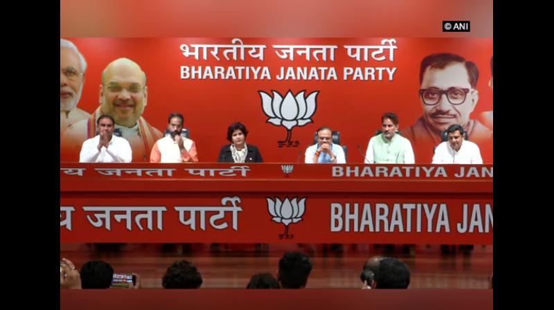 Paralympian Deepa Malik and Indian National Lok Dal (INLD) MLA Kehar Singh Rawat joined BJP on Monday. (Photo: ANI) Paralympian Deepa Malik and Indian National Lok Dal (INLD) MLA Kehar Singh Rawat joined BJP on Monday. (Photo: ANI)