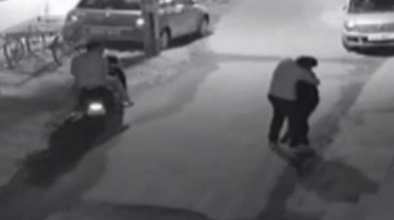 The incident is said to have taken place around 2:30 am on Sunday and was recorded by a camera installed at a house. (Photo: Video grab) The incident is said to have taken place around 2:30 am on Sunday and was recorded by a camera installed at a house. (Photo: Video grab)
