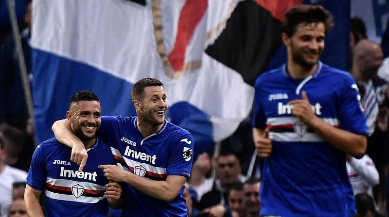 Sampdoria forward Fabio Quagliarella was close with an overhead effort in the first half and ended the campaign with 26 goals. He is almost certain to finish as Serie A’s topscorer with his nearest rivals four goals behind. (Photo: AFP) Sampdoria forward Fabio Quagliarella was close with an overhead effort in the first half and ended the campaign with 26 goals. He is almost certain to finish as Serie A’s topscorer with his nearest rivals four goals behind. (Photo: AFP)