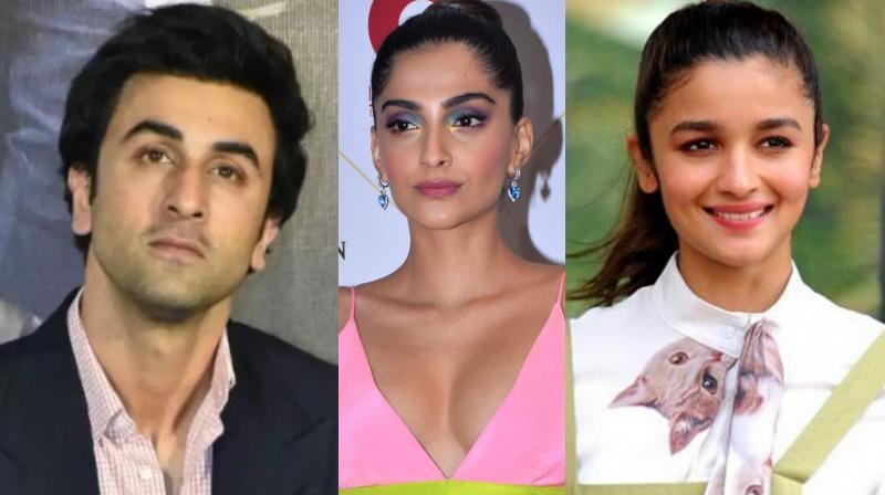 Ranbir Kapoor, Sonam Kapoor and Alia Bhatt. Ranbir Kapoor, Sonam Kapoor and Alia Bhatt.