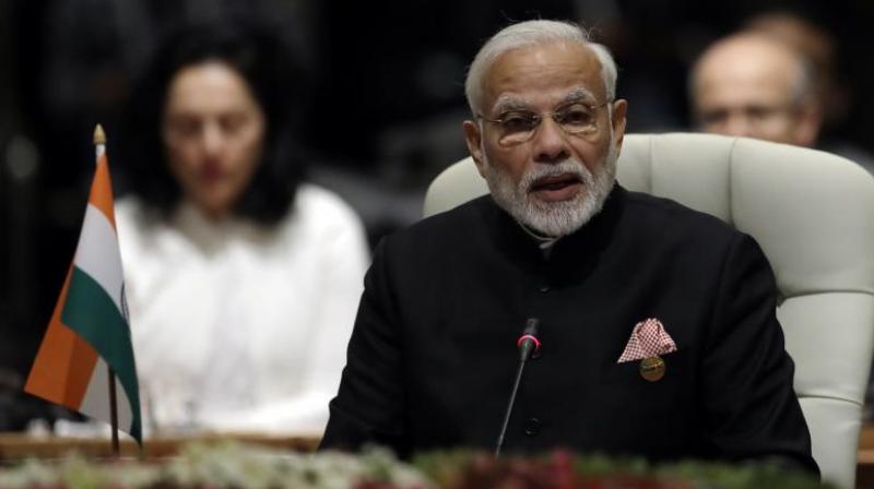 Prime Minister Narendra Modi who arrived in Johannesburg on Wednesday to attend the BRICS Summit called for sharing the best practices and policies in the connection, while adding that technology can help to enhance better service delivery, productivity levels. (Photo: AP) Prime Minister Narendra Modi who arrived in Johannesburg on Wednesday to attend the BRICS Summit called for sharing the best practices and policies in the connection, while adding that technology can help to enhance better service delivery, productivity levels. (Photo: AP)