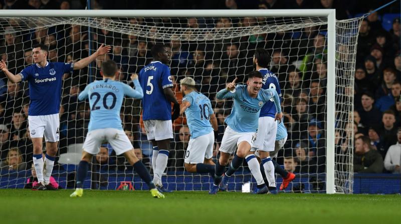 Pep Guardiola's side took the lead through Aymeric Laporte's header on the stroke of half-time at Goodison Park. (Photo: AFP) Pep Guardiola's side took the lead through Aymeric Laporte's header on the stroke of half-time at Goodison Park. (Photo: AFP)