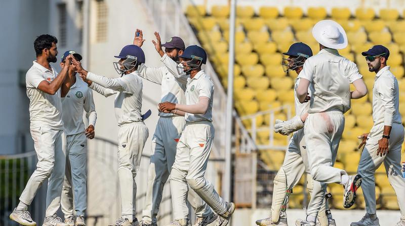Defending champions Vidarbha won the 85th Ranji Trophy title, beating Saurashtra by 78 runs in the summit clash on Thursday. (Photo: PTI) Defending champions Vidarbha won the 85th Ranji Trophy title, beating Saurashtra by 78 runs in the summit clash on Thursday. (Photo: PTI)