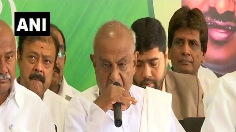 'Madhu Bangarappa will be the working president of JD(S). We have decided to have only one working president, there is no question of multiple working presidents,' said Gowda. (Photo: ANI) 'Madhu Bangarappa will be the working president of JD(S). We have decided to have only one working president, there is no question of multiple working presidents,' said Gowda. (Photo: ANI)