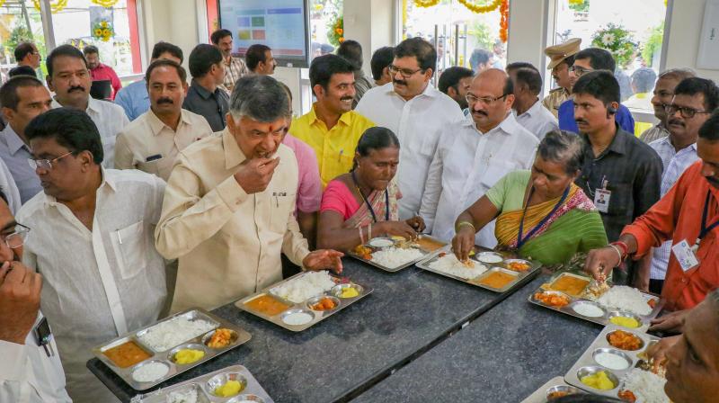 TD leaders are planning to start Anna canteens in all assembly segments to win the support of the masses.(Photo: PTI)