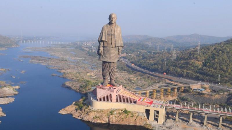 The 182-metre structure of Sardar Vallabhbhai Patel is the world's tallest statue. (Photo: @PMO/Twitter) The 182-metre structure of Sardar Vallabhbhai Patel is the world's tallest statue. (Photo: @PMO/Twitter)
