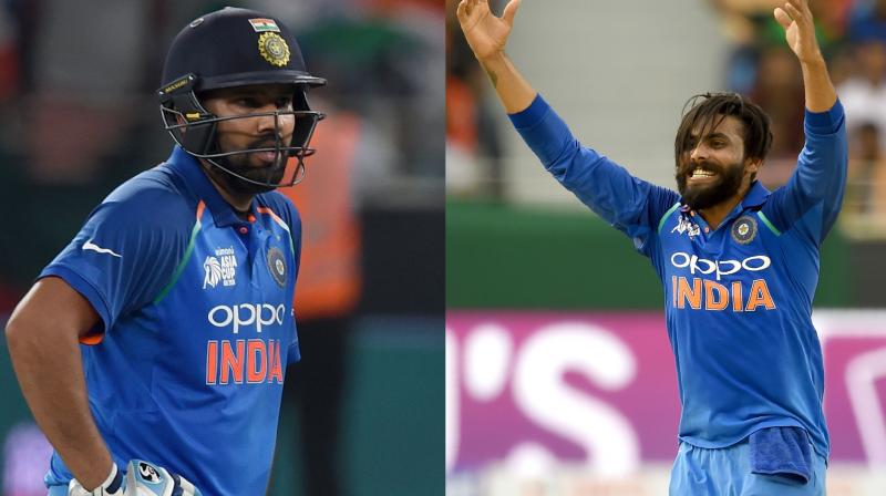 Spinner Ravindra Jadeja, who made a comeback to India’s team, took four wickets and skipper Rohit Sharma smashed a successive half century to help India rout Bangladesh by seven wickets in Asia Cup match in Dubai on Friday. (Photo: AFP) Spinner Ravindra Jadeja, who made a comeback to India’s team, took four wickets and skipper Rohit Sharma smashed a successive half century to help India rout Bangladesh by seven wickets in Asia Cup match in Dubai on Friday. (Photo: AFP)