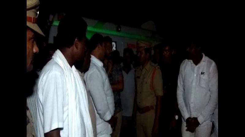 'Upon reaching the Chakirala village of Nadigudam Mandal, Suryapet district, the driver of the car lost control and the car rammed into a water canal which is connected to the Nagarjuna Sagar Dam,' SP Bhaskaran said. (Photo: ANI) 'Upon reaching the Chakirala village of Nadigudam Mandal, Suryapet district, the driver of the car lost control and the car rammed into a water canal which is connected to the Nagarjuna Sagar Dam,' SP Bhaskaran said. (Photo: ANI)
