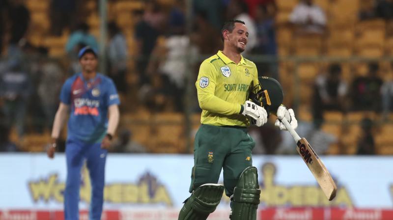 After showcasing a brilliant performance against India on Sunday, South Africa captain Quinton de Kock said team's hard work has paid off. (Photo:AP) After showcasing a brilliant performance against India on Sunday, South Africa captain Quinton de Kock said team's hard work has paid off. (Photo:AP)