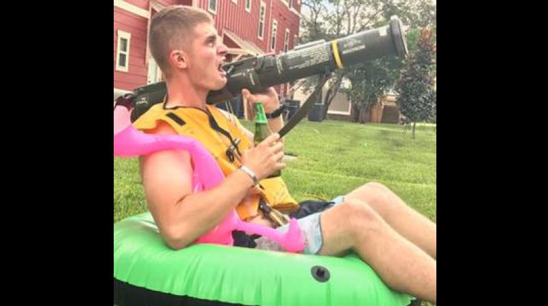 A native Floridian holds the front lines against hurricane Irma. (Photo: Facebook) A native Floridian holds the front lines against hurricane Irma. (Photo: Facebook)