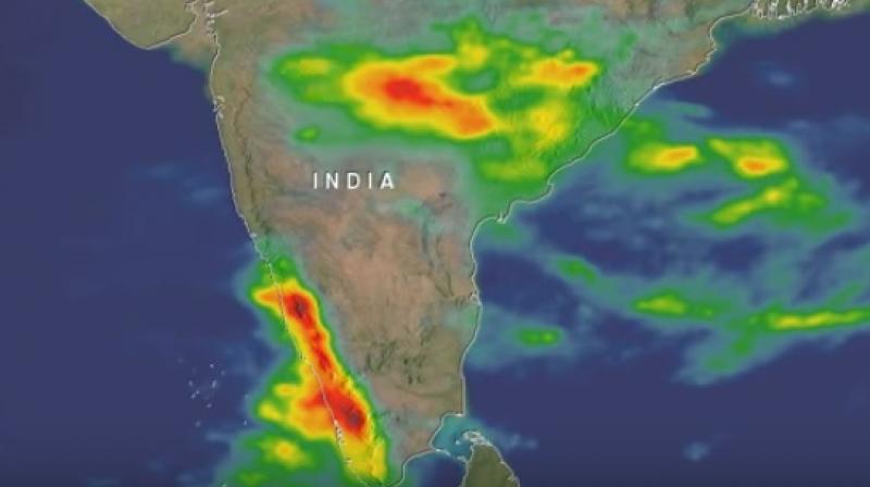 Another contributing factor to the heavy rains along the southwest coast of India is the Western Ghats, NASA said in a statement. (Photo: Video screengrab) Another contributing factor to the heavy rains along the southwest coast of India is the Western Ghats, NASA said in a statement. (Photo: Video screengrab)