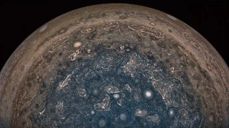 NASA's Juno spacecraft soared directly over Jupiter's south pole when JunoCam acquired this image on February 2, 2017 at 6:06 a.m. PT (9:06 a.m. ET), from an altitude of about 62,800 miles (101,000 kilometers) above the cloud tops. (Image: Nasa) NASA's Juno spacecraft soared directly over Jupiter's south pole when JunoCam acquired this image on February 2, 2017 at 6:06 a.m. PT (9:06 a.m. ET), from an altitude of about 62,800 miles (101,000 kilometers) above the cloud tops. (Image: Nasa)