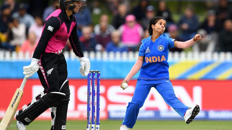 INIDIA'S TRUMP CARD? Leg-spinner Poonam Yadav bowling during the game against New Zealand. AFP Photo INIDIA'S TRUMP CARD? Leg-spinner Poonam Yadav bowling during the game against New Zealand. AFP Photo