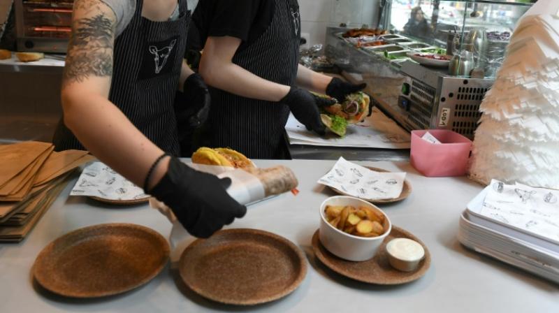 Biodegradable plates, made of wheat bran and cassava were invented by a Polish scientist to reduce plastic waste. (Photo: AFP) Biodegradable plates, made of wheat bran and cassava were invented by a Polish scientist to reduce plastic waste. (Photo: AFP)
