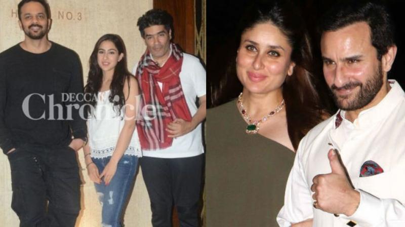 Rohit Shetty, Sara Ali Khan, Manish Malhotra; Saif Ali Khan and Kareena Kapoor Khan. Rohit Shetty, Sara Ali Khan, Manish Malhotra; Saif Ali Khan and Kareena Kapoor Khan.