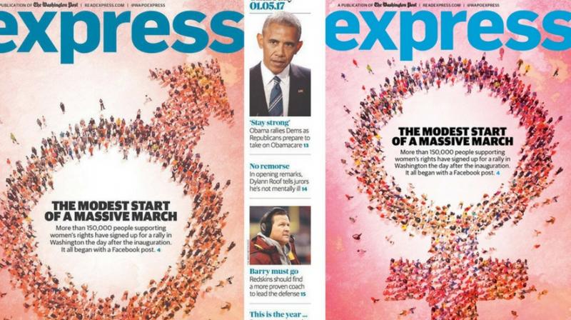 The cover story was about women marching in Washington D.C. (Photo: Twitter) The cover story was about women marching in Washington D.C. (Photo: Twitter)