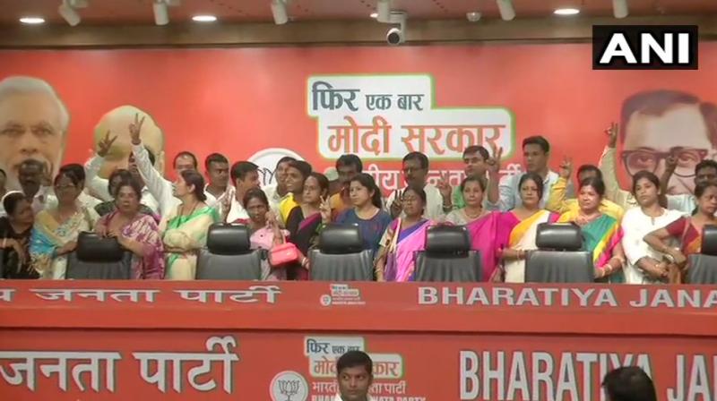 They joined the BJP at the party's headquarters here in the presence of BJP general secretary Kailash Vijaywargiya and Mukul Roy. (Photo: ANI | Twitter) They joined the BJP at the party's headquarters here in the presence of BJP general secretary Kailash Vijaywargiya and Mukul Roy. (Photo: ANI | Twitter)