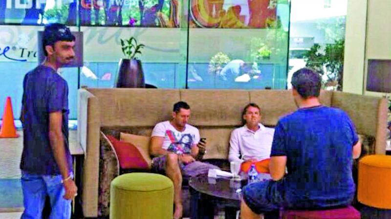 A screengrab from Al-Jazeera’s sting operation shows alleged fixer Aneel Munawar (left) in a hotel lobby in Sri Lanka. Former England players Graeme Swann and Tim Bresnan are also seen. A screengrab from Al-Jazeera’s sting operation shows alleged fixer Aneel Munawar (left) in a hotel lobby in Sri Lanka. Former England players Graeme Swann and Tim Bresnan are also seen.