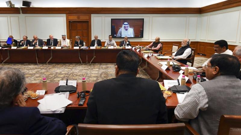 Prime Minister Narendra Modi during a meeting with the CEOs and experts from Oil and Gas sector, from India and abroad, in New Delhi. (Photo: PTI) Prime Minister Narendra Modi during a meeting with the CEOs and experts from Oil and Gas sector, from India and abroad, in New Delhi. (Photo: PTI)