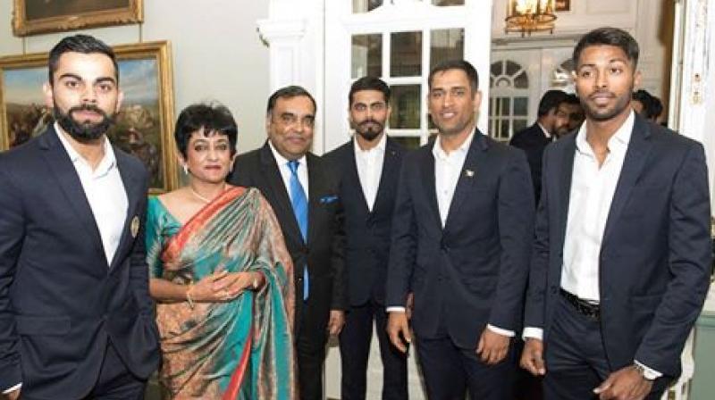 Amongst the ones who attended the high-profile soiree were skipper Virat Kohli, Mahendra Singh Dhoni, Shikhar Dhawan, Hardik Pandya, coach Anil Kumble and other members of the Indian squad..(Photo: Facebook / Indian Cricket Team) Amongst the ones who attended the high-profile soiree were skipper Virat Kohli, Mahendra Singh Dhoni, Shikhar Dhawan, Hardik Pandya, coach Anil Kumble and other members of the Indian squad..(Photo: Facebook / Indian Cricket Team)