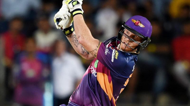 Ben Stokes of the Rising Pune Supergiant plays a shot during the match against Gujarat Lions on Monday. (Photo: AP) Ben Stokes of the Rising Pune Supergiant plays a shot during the match against Gujarat Lions on Monday. (Photo: AP)