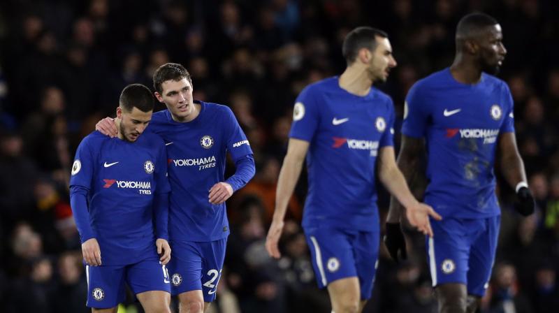 Eden Hazard's (extreme left) two goals helped Chelsea climb into fourth with the gap between Manchester United in second and fifth-placed Tottenham Hotspur now just four points. (Photo: AP) Eden Hazard's (extreme left) two goals helped Chelsea climb into fourth with the gap between Manchester United in second and fifth-placed Tottenham Hotspur now just four points. (Photo: AP)