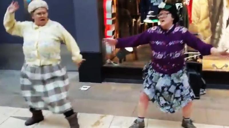Three British ‘grannies’ performed the Bhangra in front of the public for a theatre company in England. (Credit: Twitter) Three British ‘grannies’ performed the Bhangra in front of the public for a theatre company in England. (Credit: Twitter)