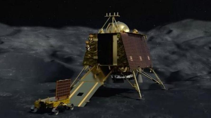 The indigenously developed Chandrayaan-2 spacecraft comprising of orbiter, lander and rover was successfully launched on-board the indigenous GSLV MK III-M1 Mission on July 22. (Photo: File)