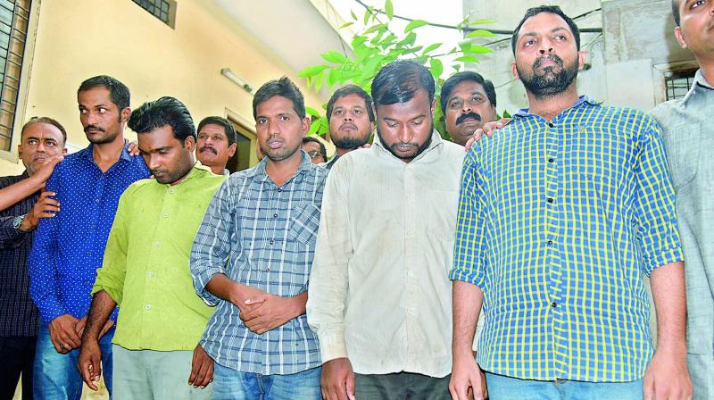 The five who were arrested on Saturday for transporting ganja. (Photo: DC) The five who were arrested on Saturday for transporting ganja. (Photo: DC)