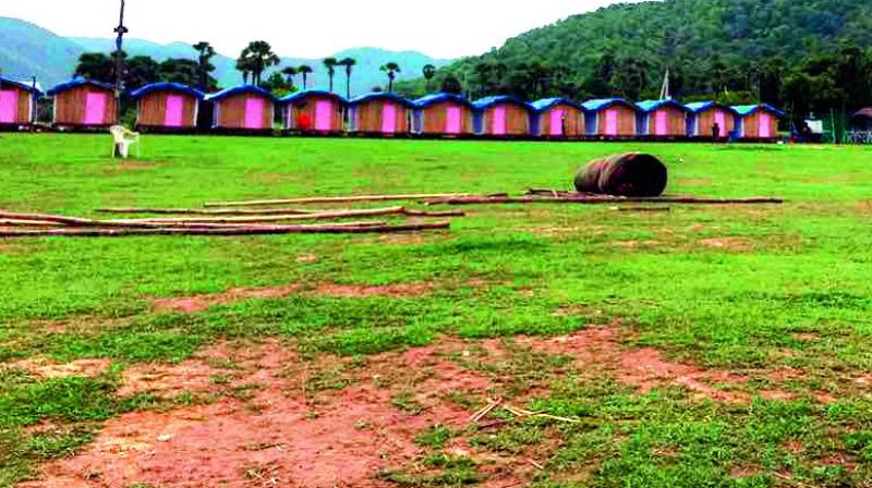 Little huts were built for accommodation Little huts were built for accommodation